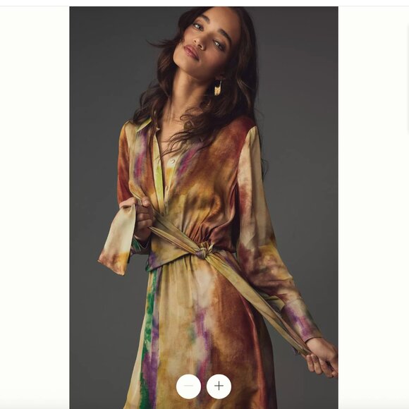 Anthropologie Dresses & Skirts - NWT By Anthropologie Long-Sleeve Tie-Front Midi Shirt Dress